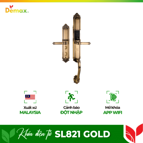 Khóa cửa điện tử Demax SL821 Gold cho đại sảnh - biệt thự