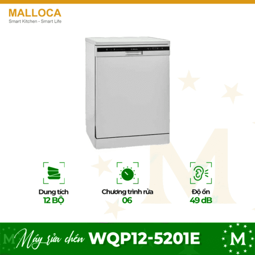 Máy rửa chén bát Malloca WQP12-5201E