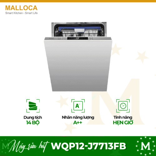 Máy rửa bát Malloca WQP12-J7713FB