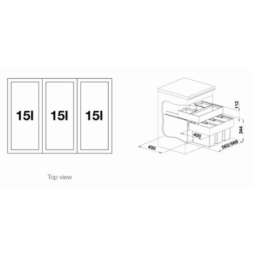 Thùng rác Blanco Select 60/3 Organ 518726 4 size thung rac blanco select 60 3 organ 518726