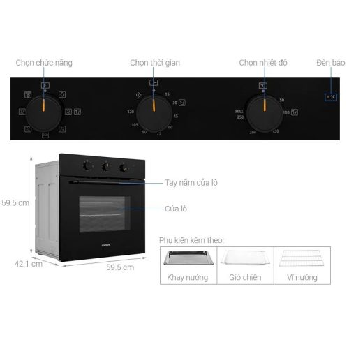 Lò nướng Comfee CO-AC70KB 7 kich thuoc lo nuong comfee co ac70kb