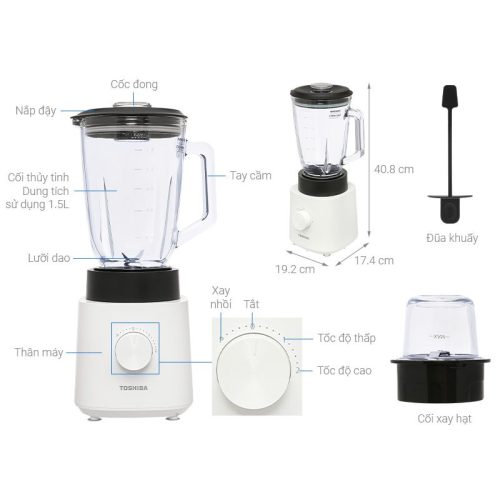 Máy xay sinh tố Toshiba BL-70GR1UV 6 kich thuoc may xay sinh to toshiba bl 70gr1uv