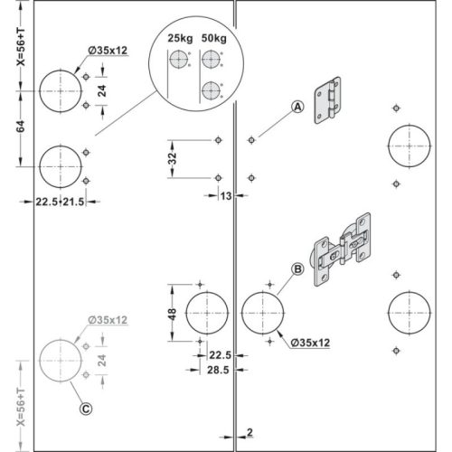 Bộ cửa xếp trượt F-Fold61 50A Hafele 409.36.037 4 khoan bo cua xep truot f fold61 50a hafele 409 36 037
