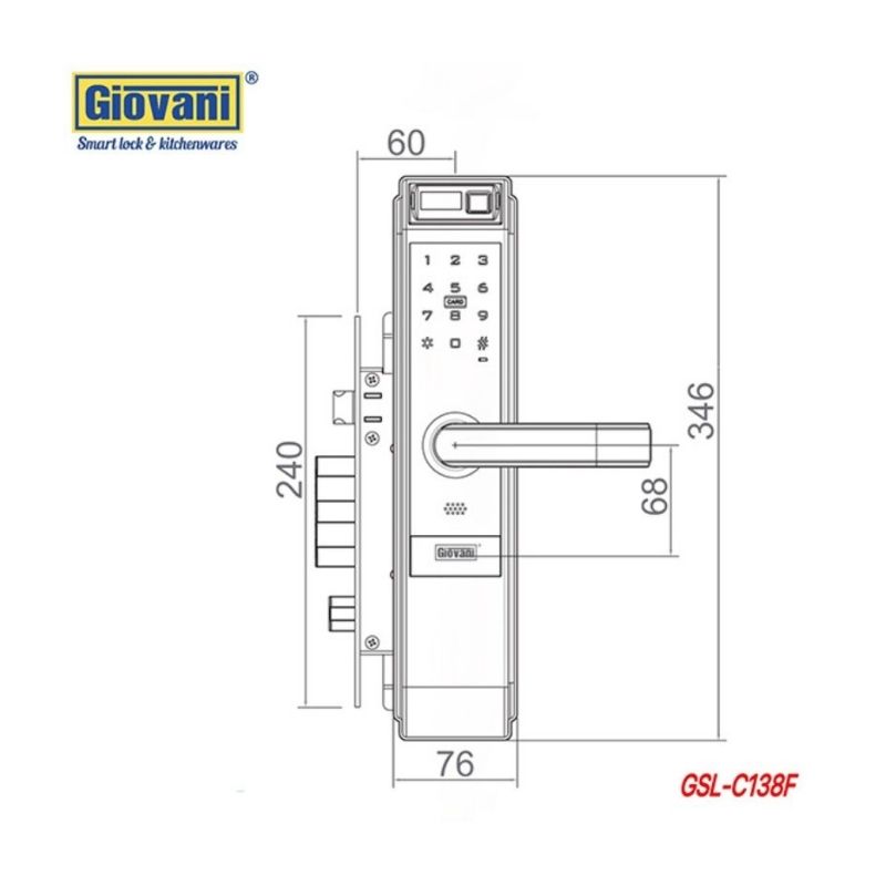 Thông số khóa vân tay thông minh Giovani GSL-C138F Thông số khóa vân tay thông minh Giovani GSL-C138F