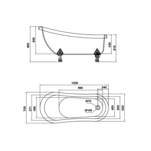 Bồn tắm độc lập Nagoya 1550 Hafele 588.99.630