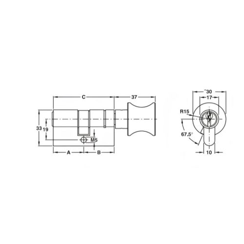 Ruột khóa Hafele 916.66.591 PSM 1 đầu chìa 1 đầu vặn 63mm 3 kich thuoc ruot khoa hafele 916 66 591 psm 1 dau chia 1 dau van 63mm