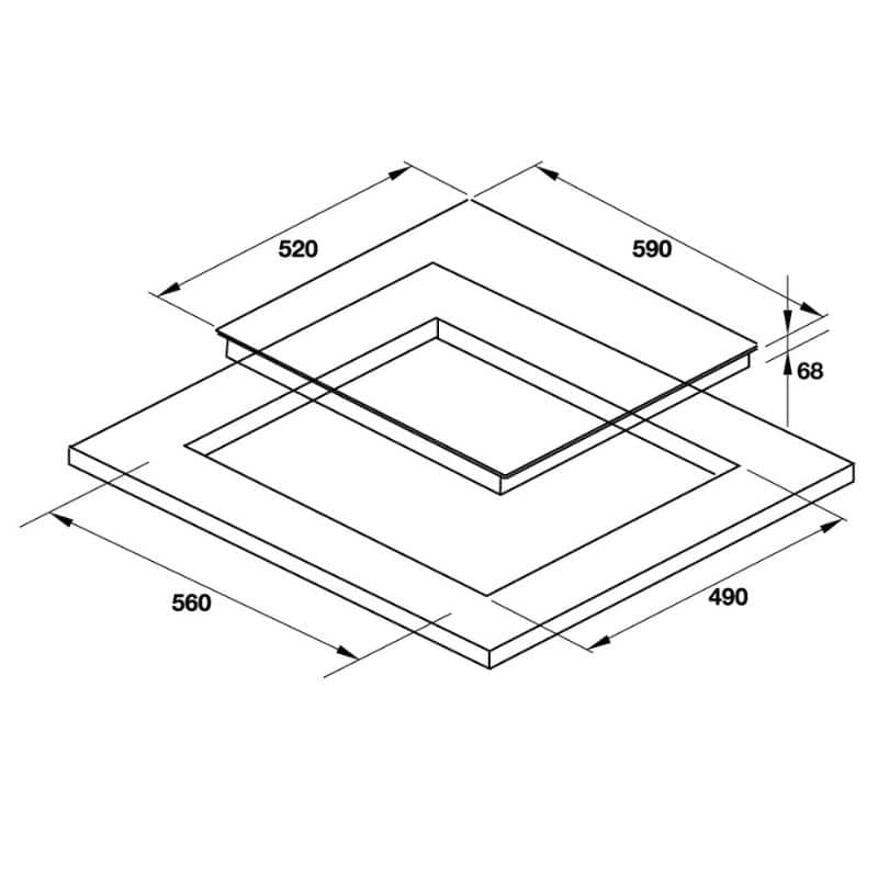 Kích thước bếp từ 3 vùng nấu Hafele HC-I603D 536.61.631 Kích thước bếp từ 3 vùng nấu Hafele HC-I603D 536.61.631