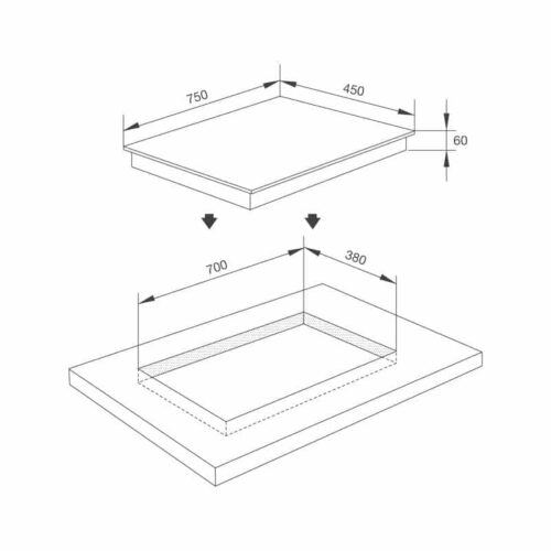 Kích thước bếp từ đôi Malloca MH-02I N