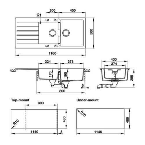 Chậu đá Hafele GALBA HS-GDD11650 570.35.470 3 Chậu đá Hafele GALBA HS-GDD11650 570.35.470