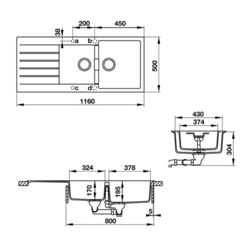 Chậu đá Hafele HS-GDD11650 570.35.370 3 Chậu đá Hafele HS-GDD11650 570.35.370