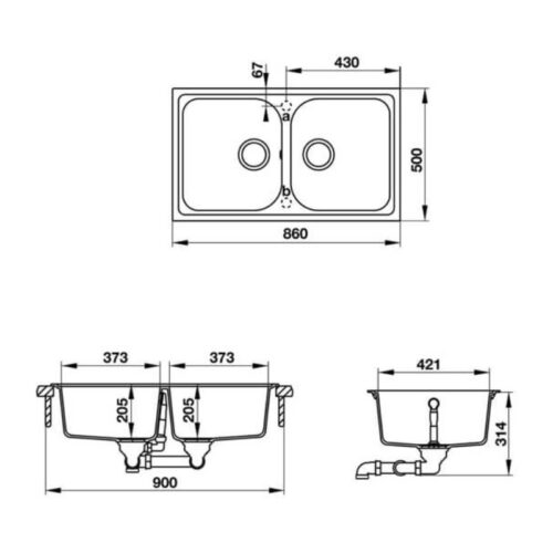 Chậu đá Hafele JULIUS HS-GD8650 570.35.380 3 Chậu đá Hafele JULIUS HS-GD8650 570.35.380