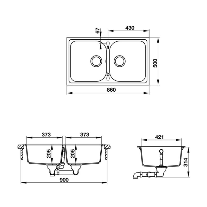 Chậu đá Hafele JULIUS HS-GD8650 570.35.480 Chậu đá Hafele JULIUS HS-GD8650 570.35.480