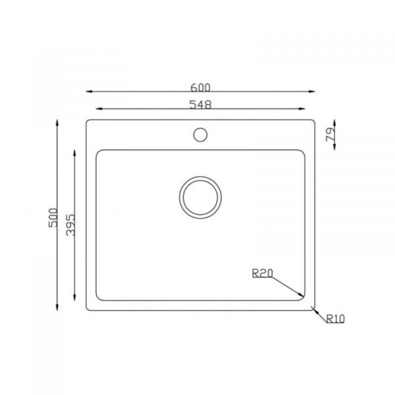 Kích thước chậu rửa bát Konox Turkey Neron 600 Kích thước chậu rửa bát Konox Turkey Neron 600