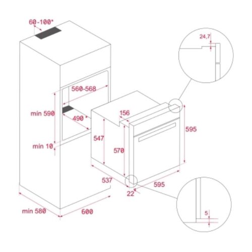 Lò nướng điện TEKA HLB 8510 P BK 220-240 50/60 E04 111000049 3 Kích thước lò nướng điện TEKA Maestro Pizza HLB 8510 P