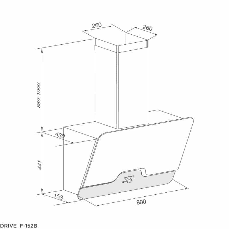 Kích thước máy hút khói khử mùi MALLOCA DRIVE F-152B Kích thước máy hút khói khử mùi MALLOCA DRIVE F-152B
