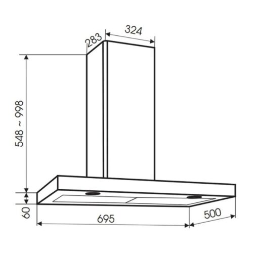 Máy hút mùi Faster Quatrolux 70SM 3 Kích thước máy hút mùi Faster QuatroluxSM70SL
