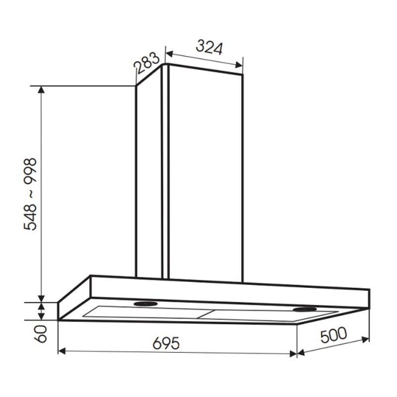 Kích thước máy hút mùi Faster QuatroluxSM70SL Kích thước máy hút mùi Faster QuatroluxSM70SL
