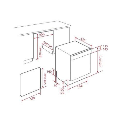 Máy rửa chén bát Teka DW8 60 S 3 Kích thước máy rửa chén bát Teka DW8 60 S