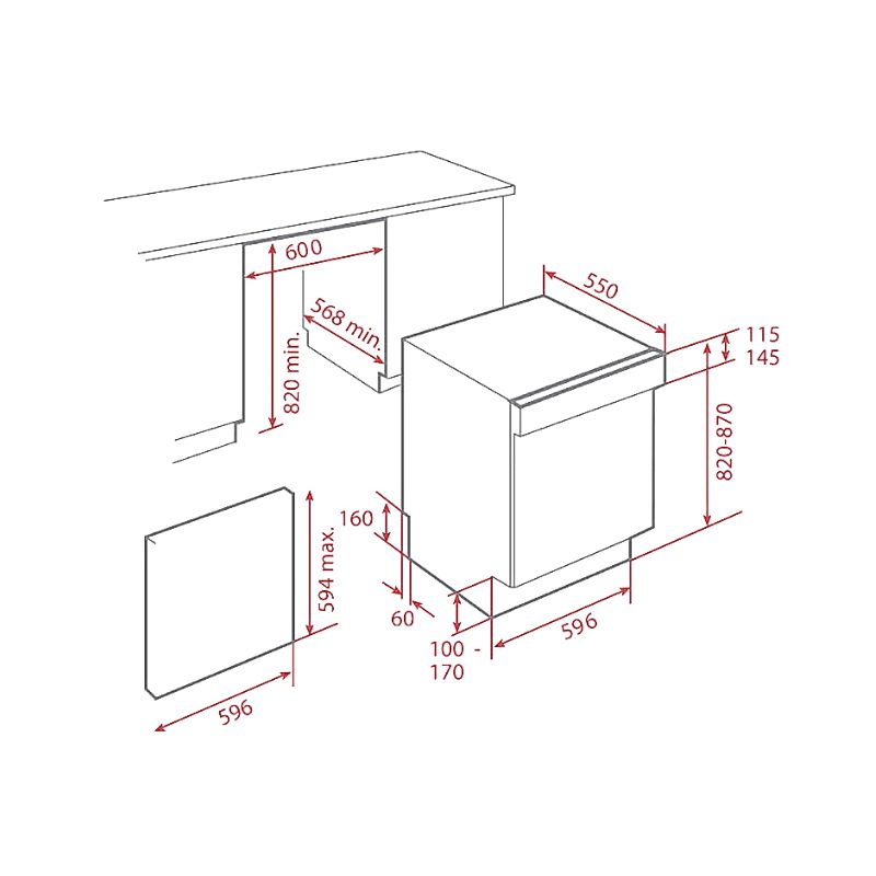 Kích thước máy rửa chén bát Teka DW8 60 S Kích thước máy rửa chén bát Teka DW8 60 S