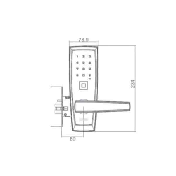 Kích thước của Khóa điện tử thông minh Giovani GSL-116E98CR Kích thước của Khóa điện tử thông minh Giovani GSL-116E98CR