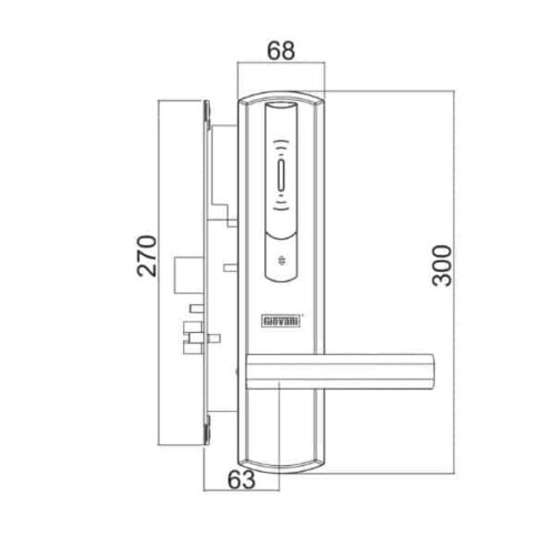 Kích thước của Khóa điện tử thông minh Giovani GSL-156C136