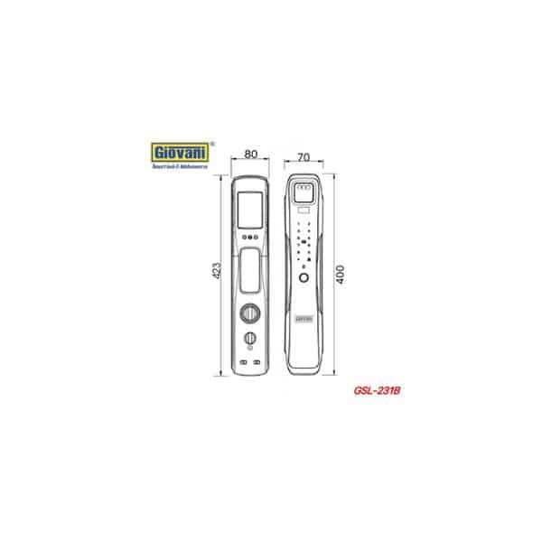 Kích thước của Khóa điện tử thông minh Giovani GSL-231B Kích thước của Khóa điện tử thông minh Giovani GSL-231B