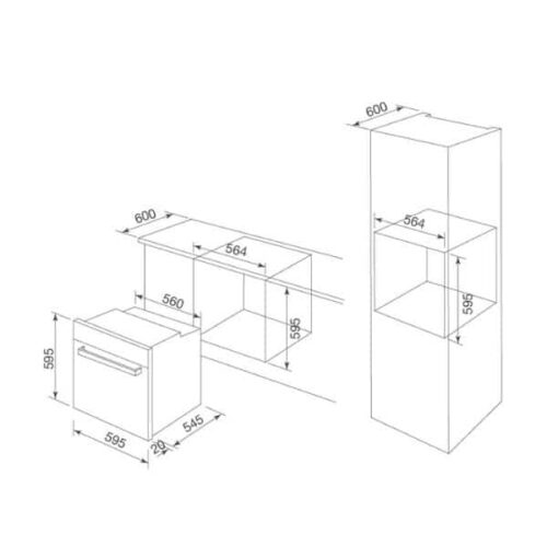 Lò nướng kết hợp vi sóng Malloca MOV-72 CB 3 Kích thước của Lò nướng kết hợp vi sóng Malloca MOV-72 CB