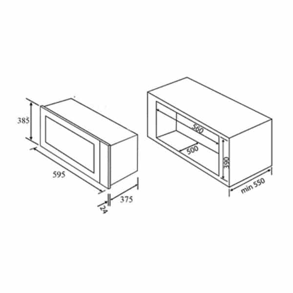 Kích thước của Lò vi sóng Malloca MW 25.5 - ESP Kích thước của Lò vi sóng Malloca MW 25.5 - ESP