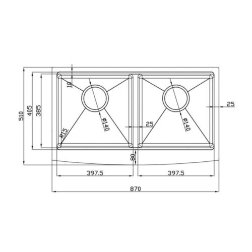 Chậu rửa bát Konox Workstation - Apron Sink KN8751DA Curve 3 Kích thước chậu rửa bát Konox Workstation - Apron Sink KN8751DA Curve