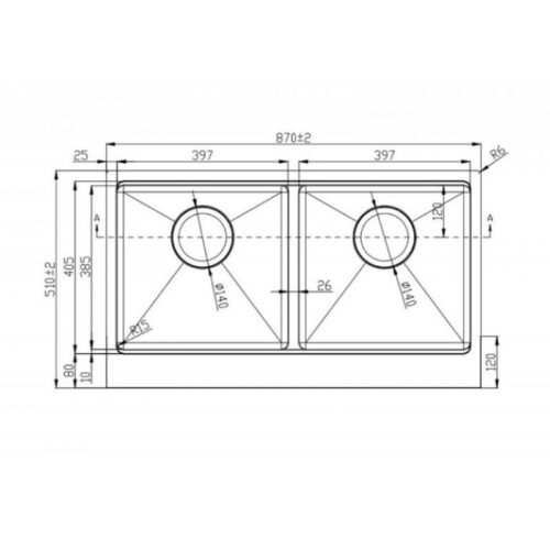 Kích thước chậu rửa bát Konox Workstation - Apron Sink KN8751DA Retta
