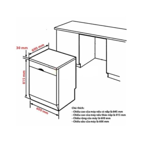 Máy rửa bát Bosch SMS6ZCW07E 8 Kích thước máy rửa bát Bosch SMS6ZCW07E