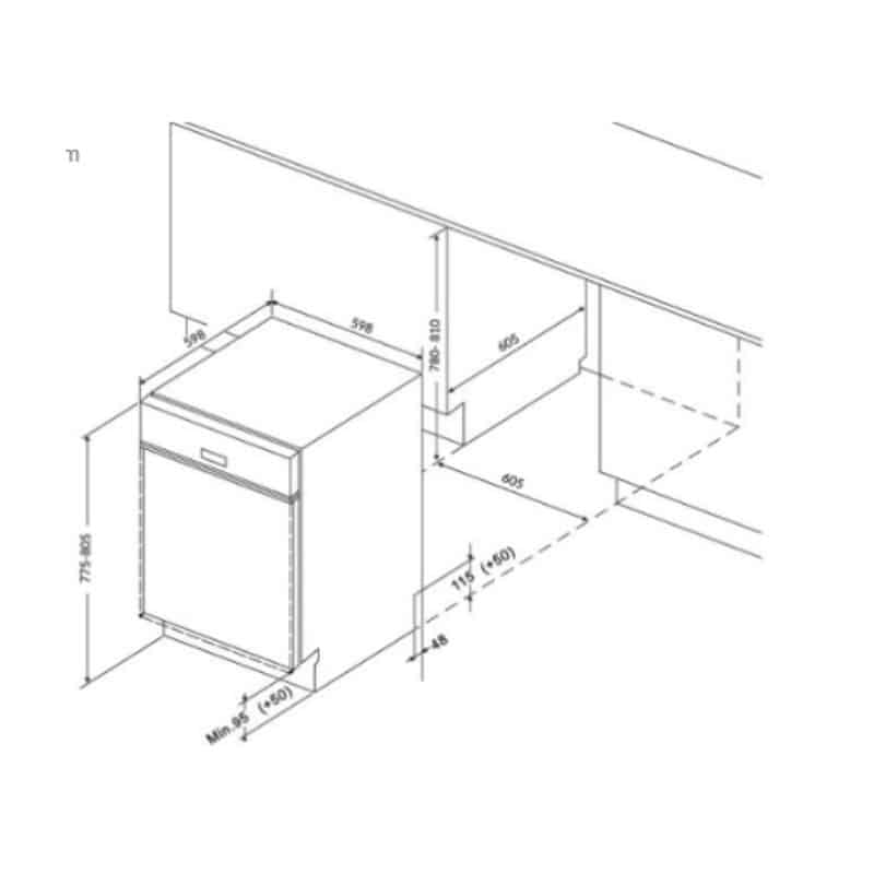 Kích thước máy rửa bát 15 bộ Eurosun SMK82EU87G Kích thước máy rửa bát 15 bộ Eurosun SMK82EU87G