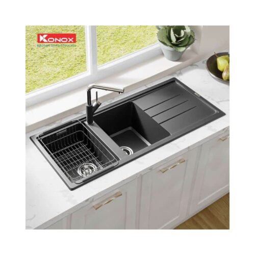 Chậu rửa bát Konox Granite Sink Phoenix 1160 - Black 4 Chậu rửa bát Konox Granite Sink Phoenix 1160 - Black