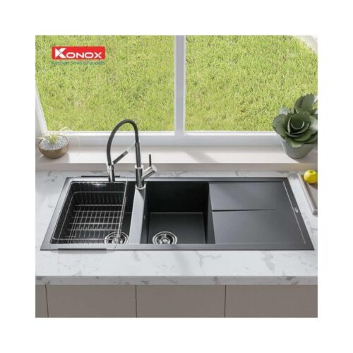 Chậu rửa bát Konox Granite Livello Smart 1160 Black 3 Chậu rửa bát Konox Granite Livello Smart 1160 Black