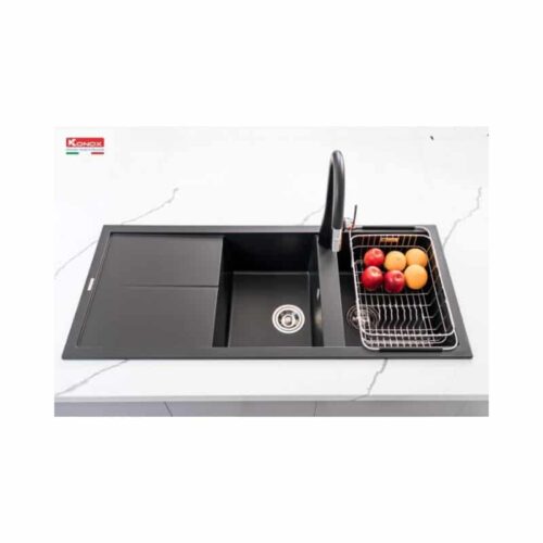 Chậu rửa bát Konox Granite Livello Smart 1160 Black 4 Chậu rửa bát Konox Granite Livello Smart 1160 Black