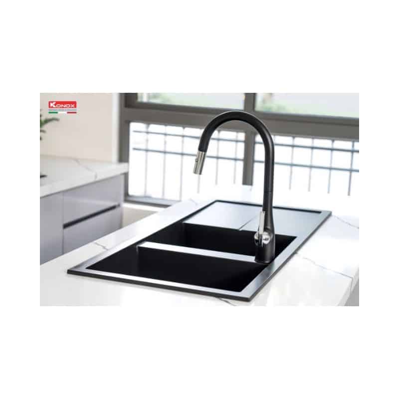 Chậu rửa bát Konox Granite Livello Smart 1160 Black Chậu rửa bát Konox Granite Livello Smart 1160 Black