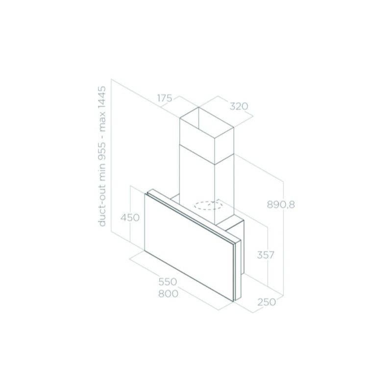 Kích thước máy hút mùi áp tường Elica PLAT BL/F/55 PRF0164946 Kích thước máy hút mùi áp tường Elica PLAT BL/F/55 PRF0164946