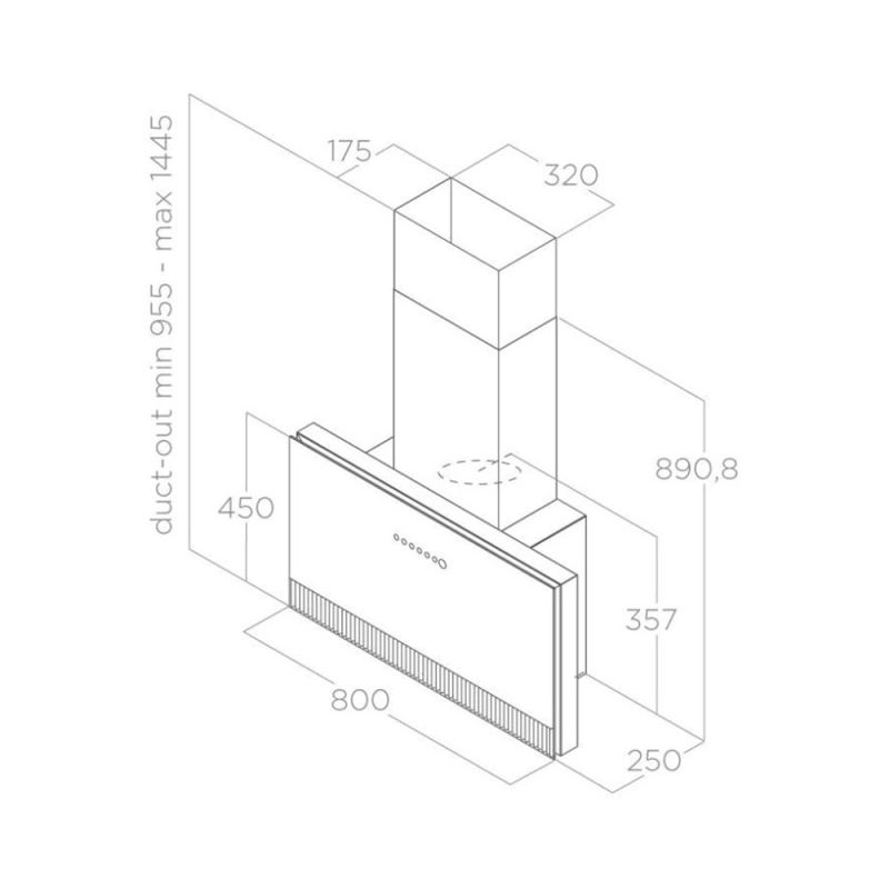 Kích thước máy hút mùi áp tường Elica SUPER PLAT BL/F/80 PRF0164980 Kích thước máy hút mùi áp tường Elica SUPER PLAT BL/F/80 PRF0164980