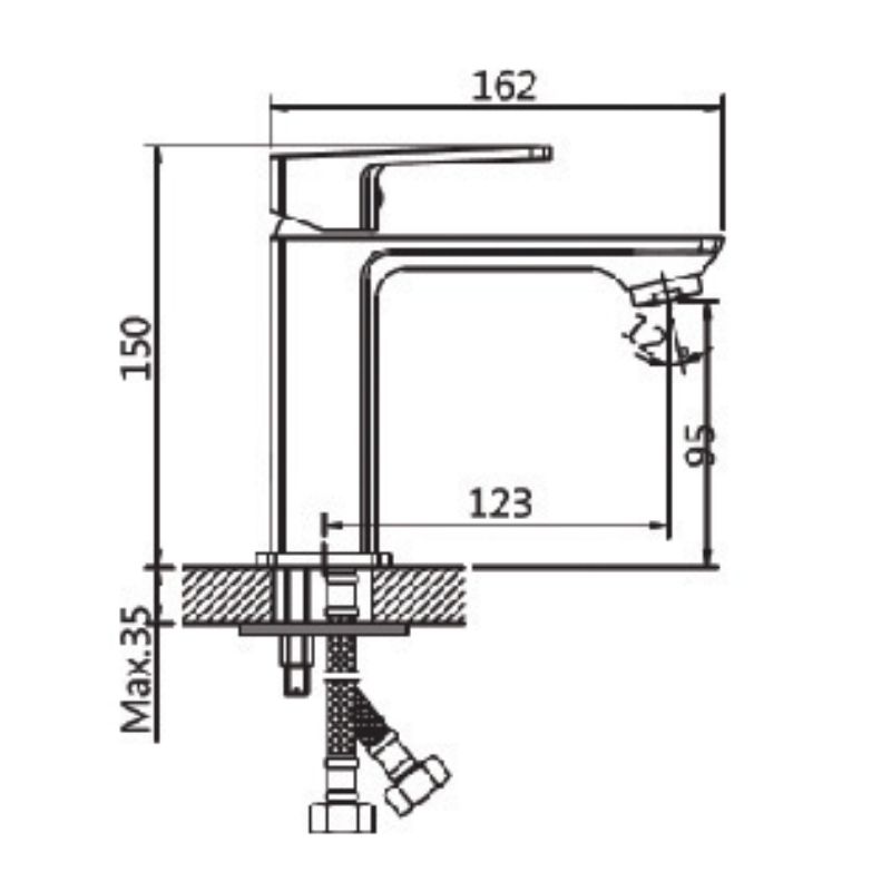 Kích thước vòi chậu lavabo nóng lạnh Paul Schmitt PA012FH Kích thước vòi chậu lavabo nóng lạnh Paul Schmitt PA012FH