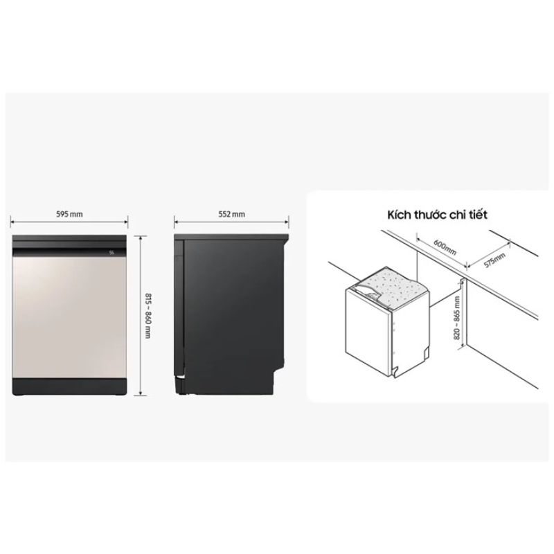 Kích thước máy rửa bát độc lập Samsung Bespoke DW60CB750FAPSV Kích thước máy rửa bát độc lập Samsung Bespoke DW60CB750FAPSV