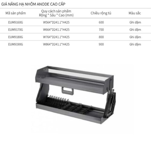 Giá nâng hạ Eurogold EUM9160G 3 Kích thước giá nâng hạ Eurogold EUM9190G