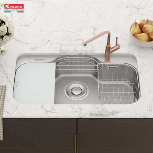 Chậu rửa bát inox 1 hố Konox TARI 9051SR 7 hinh anh 2 chau rua bat inox 1 ho konox tari 9051sr 1
