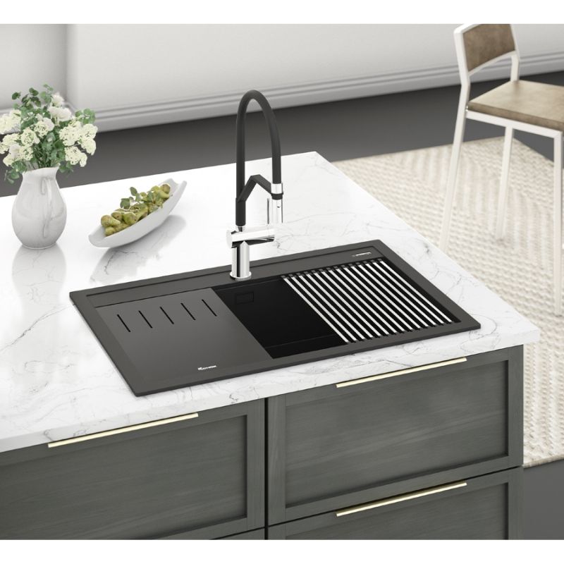 Ảnh chậu rửa bát đá 1 hố Konox Terra 860S Black Ảnh chậu rửa bát đá 1 hố Konox Terra 860S Black