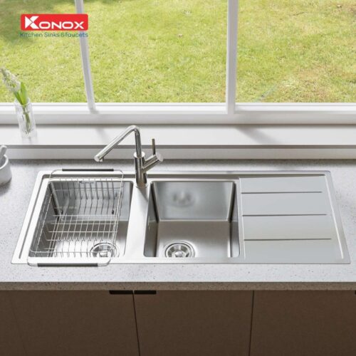 Chậu rửa bát inox 2 hố Konox Beta 1160 Bàn Phải 3 Ảnh chậu rửa bát inox 2 hố Konox Beta 1160 Bàn Phải