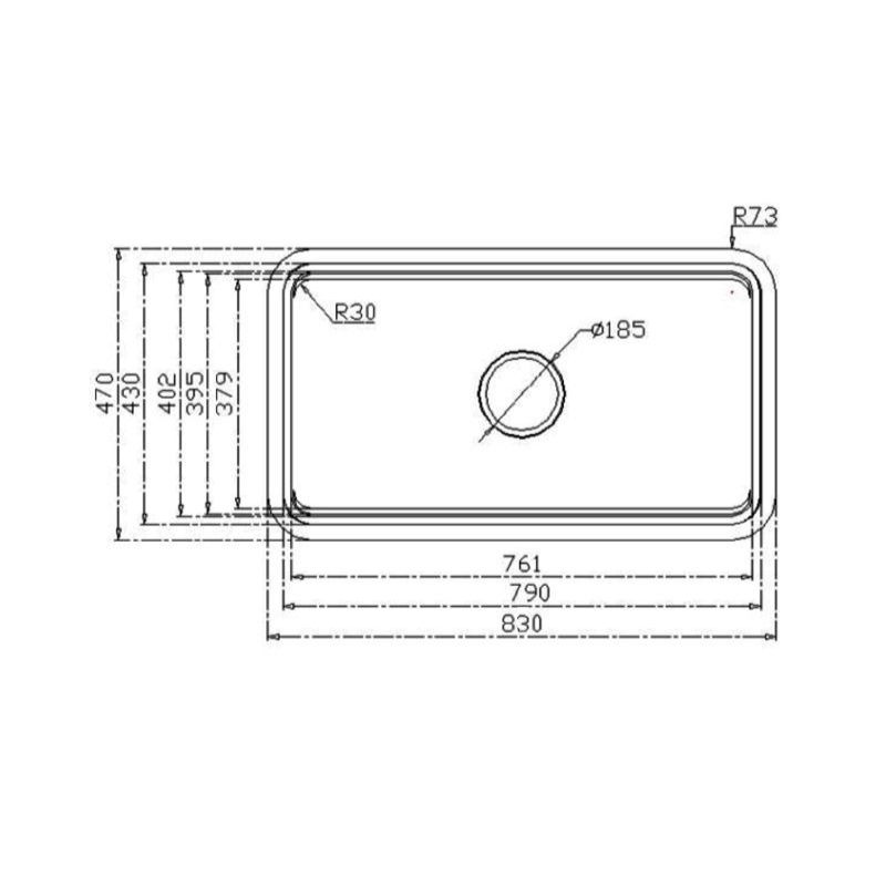 Kích thước chậu rửa bát inox 1 hố Konox KN8347SU Dekor Basic Kích thước chậu rửa bát inox 1 hố Konox KN8347SU Dekor Basic
