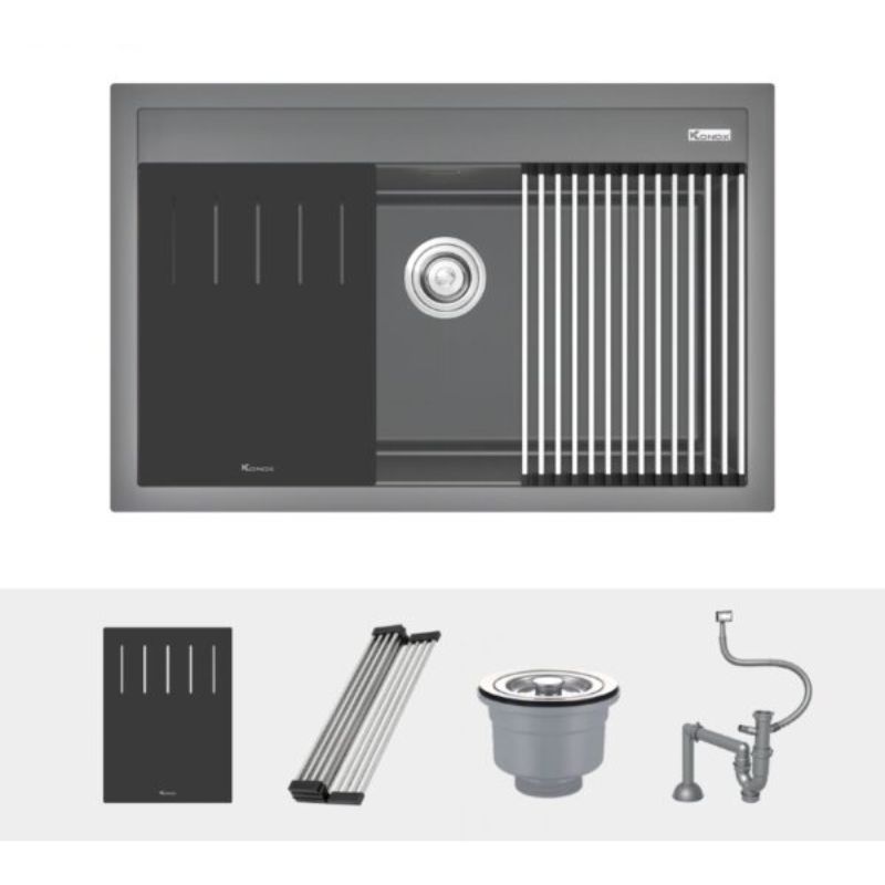 Ảnh chậu rửa bát đá 1 hố Konox Terra 790S Grey Ảnh chậu rửa bát đá 1 hố Konox Terra 790S Grey