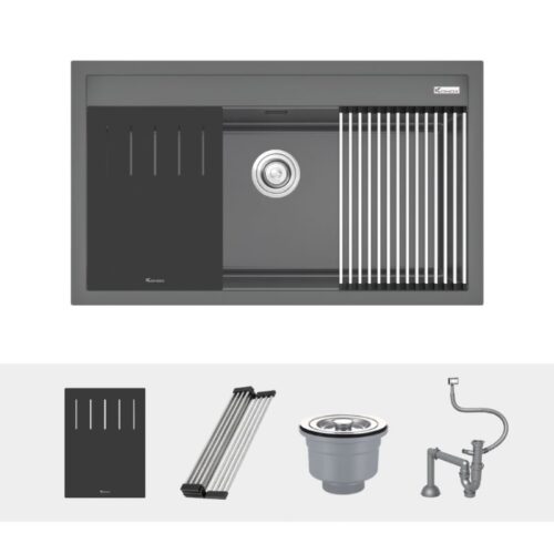 Chậu rửa bát đá 1 hố Konox Terra 860S Grey 3 Ảnh chậu rửa bát đá 1 hố Konox Terra 860S Grey