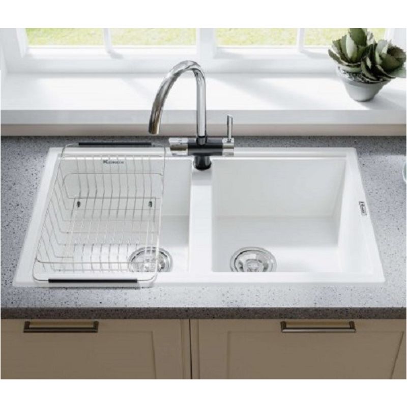 Ảnh chậu rửa bát Konox Granite Sink Phoenix Smart 860 White Silver Ảnh chậu rửa bát Konox Granite Sink Phoenix Smart 860 White Silver