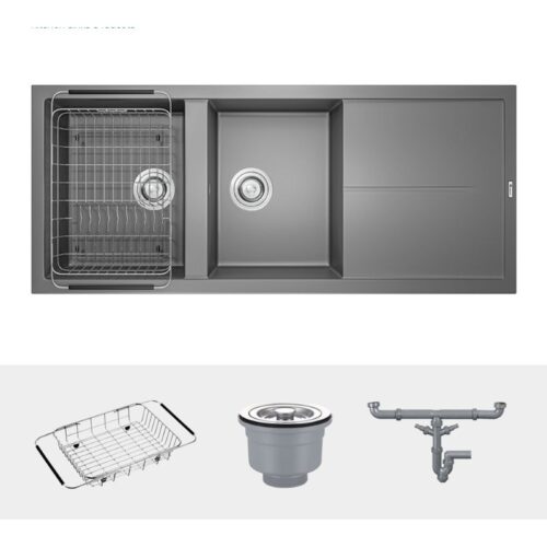 Chậu rửa bát Konox Granite Sink Livello Smart 1160 – Grey 4 Chi tiết chậu rửa bát Konox Granite Sink Livello Smart 1160 – Grey