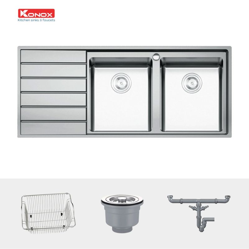 Chi tiết chậu rửa bát Konox European sink Premium KS11650 2B Bàn trái Chi tiết chậu rửa bát Konox European sink Premium KS11650 2B Bàn trái
